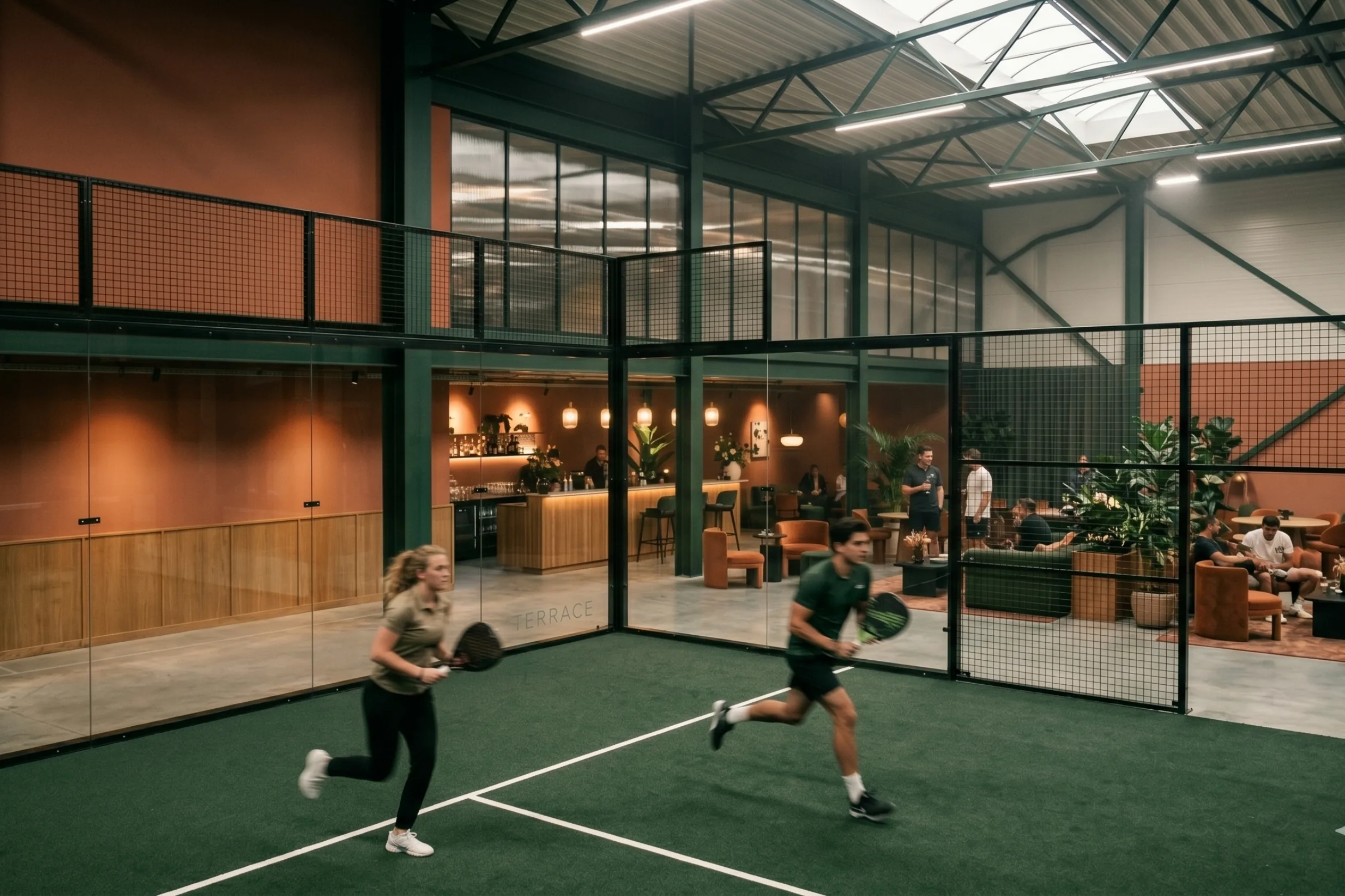 Padel court inside a premium clubhouse
